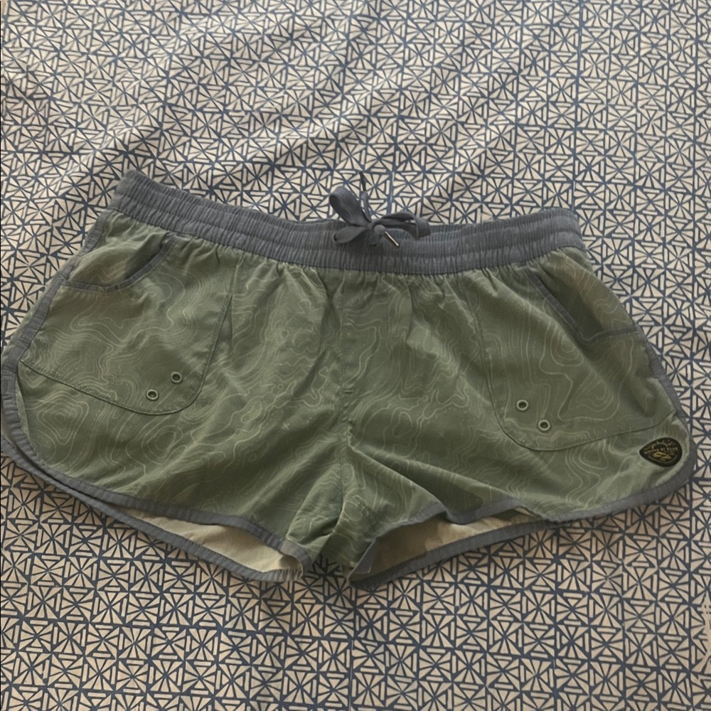 United By Blue Olive Green Athletic Shorts with Gray Trim